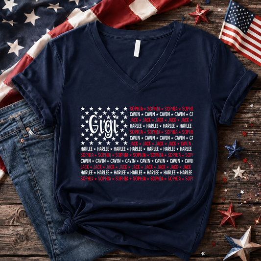 Personalized Grandma and Kids American Flag Shirt, Comfort Colors®USA 250th Anniversary Patriotic Shirt