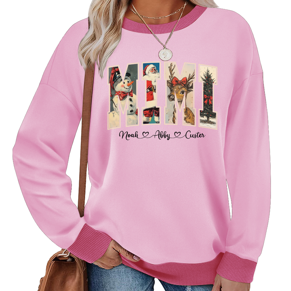 Personalized Mimi Christmas Sweatshirt with Grandkids’ Names Sweatshirt Mix