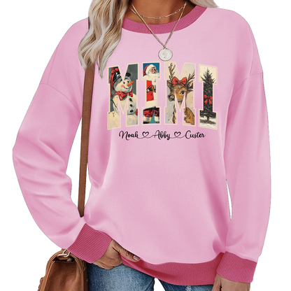 Personalized Mimi Christmas Sweatshirt with Grandkids’ Names Sweatshirt Mix