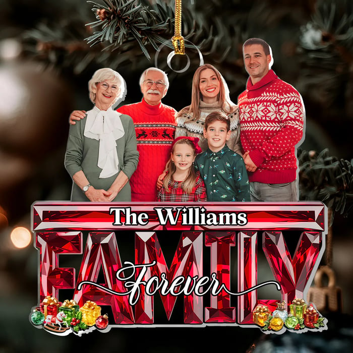 Personalized Family Forever Ornament 2025 – Custom Photo Christmas Ornament, Unique Holiday Gift for Families & Loved Ones
