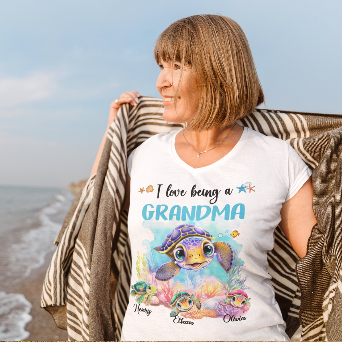 Personalized Blessed To Be Called Mimi Summer Doodle Shirt T-Shirt