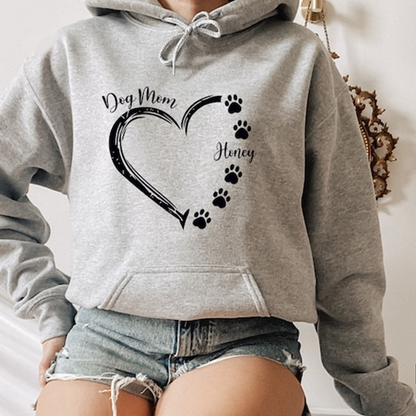 Personalized Dog Mom Heart Sweatshirt, Personalized Dog Name Hoodie, Dog Mom Gift, Gift For Dog Lover