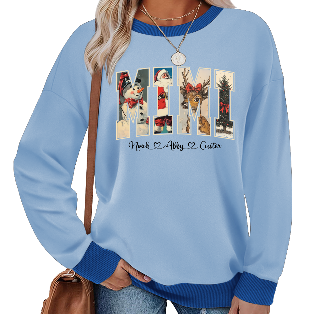 Personalized Mimi Christmas Sweatshirt with Grandkids’ Names Sweatshirt Mix