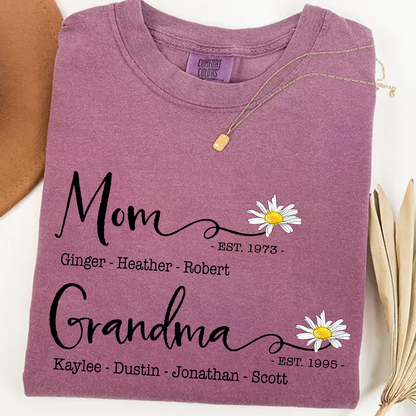 Personalized Mom & Grandma Shirt – Custom Family Name T-Shirt with Birth Year – Unique Gift for Mothers & Grandmothers, Birthday, Mother’s Day