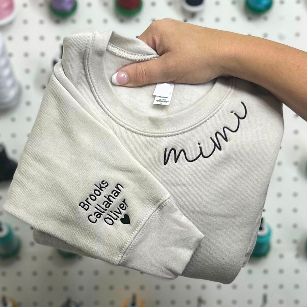 Custom Grandma Embroidered Sweatshirt, Sweater Kids Names Gift For Mom, Mama, Grandma Embroidered Sweatshirt