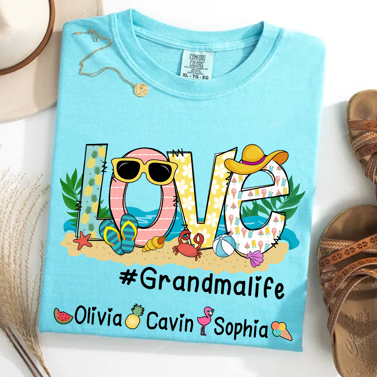 Comfort Colors® Love Grandma Life Beach T-Shirt, Gift For Grandma T-Shirt