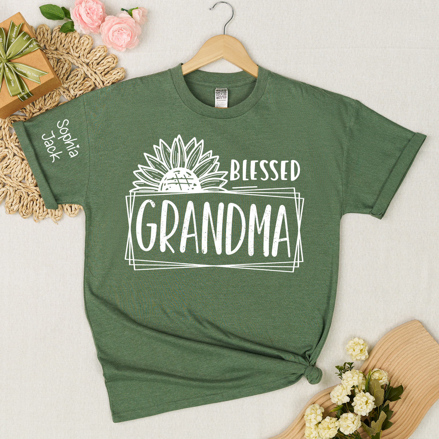 Personalized Blessed Grandma T-Shirt with Custom Names - Unique Gift for Grandma, Family, or Loved Ones
