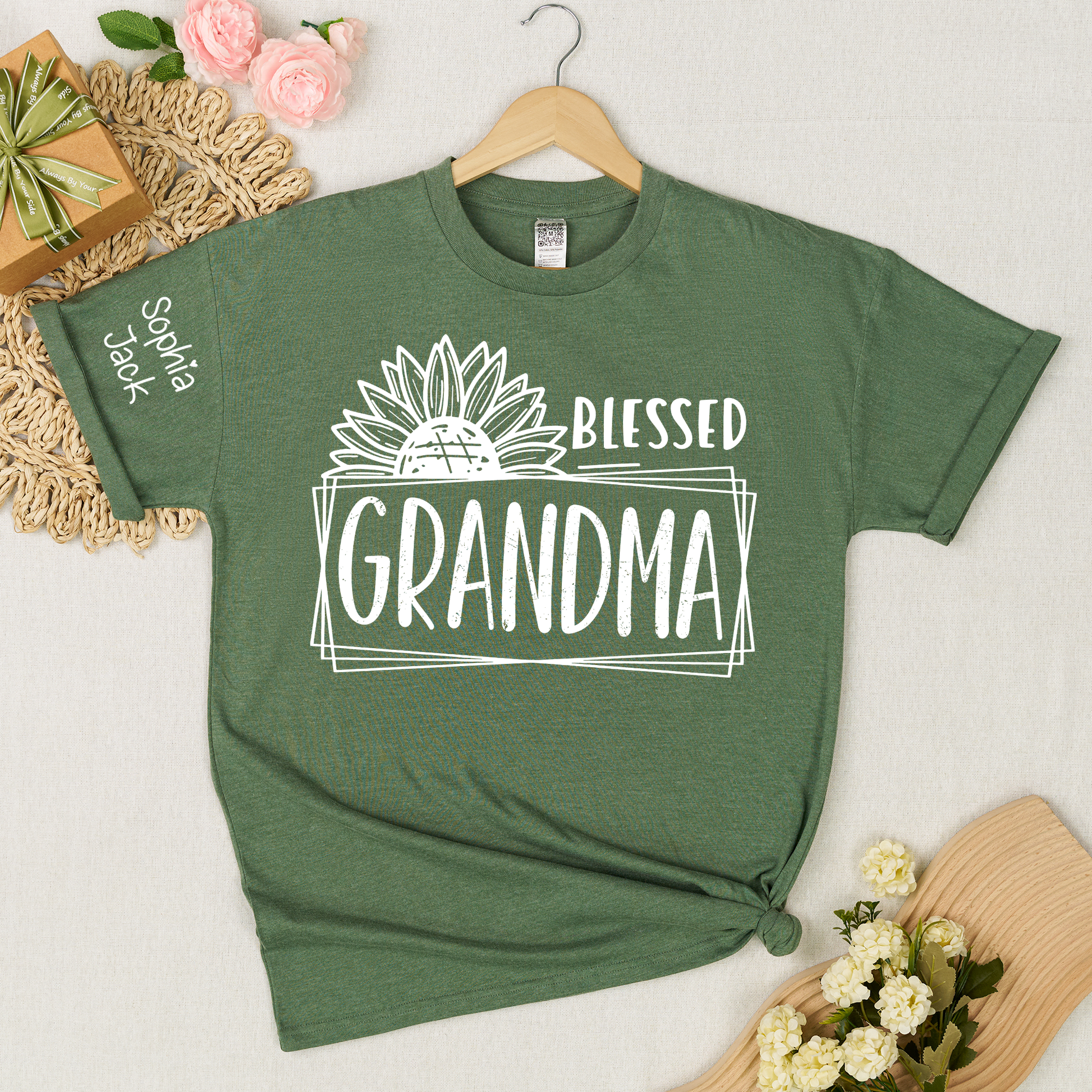 Personalized Blessed Grandma T-Shirt with Custom Names - Unique Gift for Grandma, Family, or Loved Ones