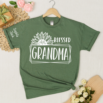 Personalized Blessed Grandma T-Shirt with Custom Names - Unique Gift for Grandma, Family, or Loved Ones