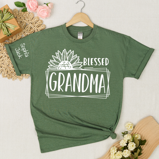 Personalized Blessed Grandma T-Shirt with Custom Names - Unique Gift for Grandma, Family, or Loved Ones