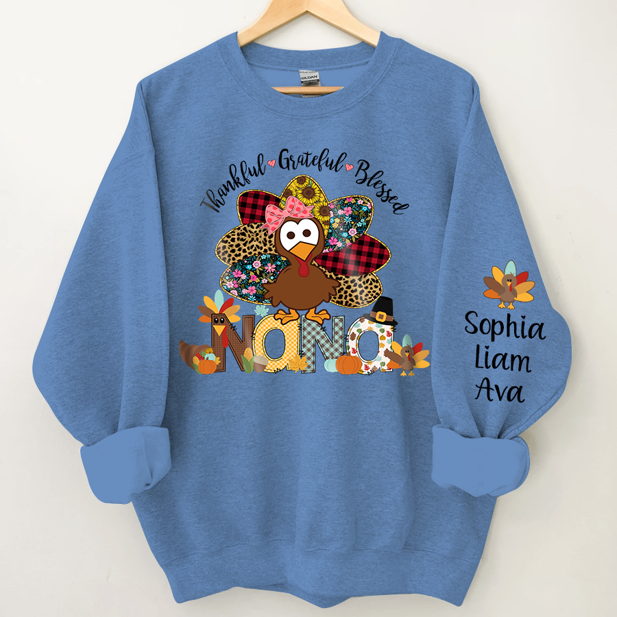 Personalized thankful grateful blessed nana with grandkids Sweatshirt