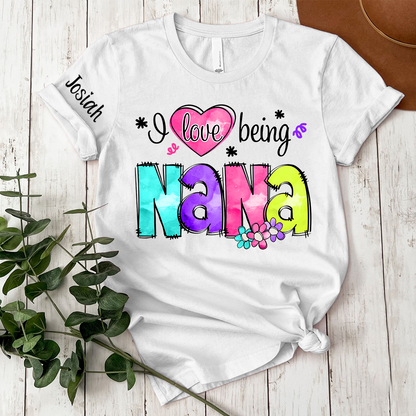 Personalized I Love Being Gigi Shirt, Custom Nickname and Grandkids' Names T-Shirt
