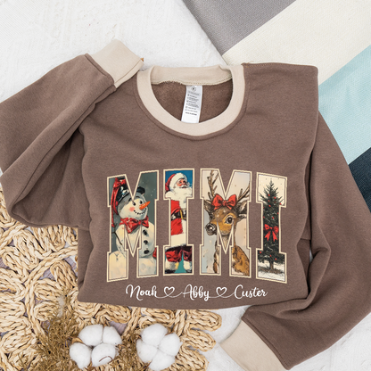 Personalized Mimi Christmas Sweatshirt with Grandkids’ Names Sweatshirt Mix
