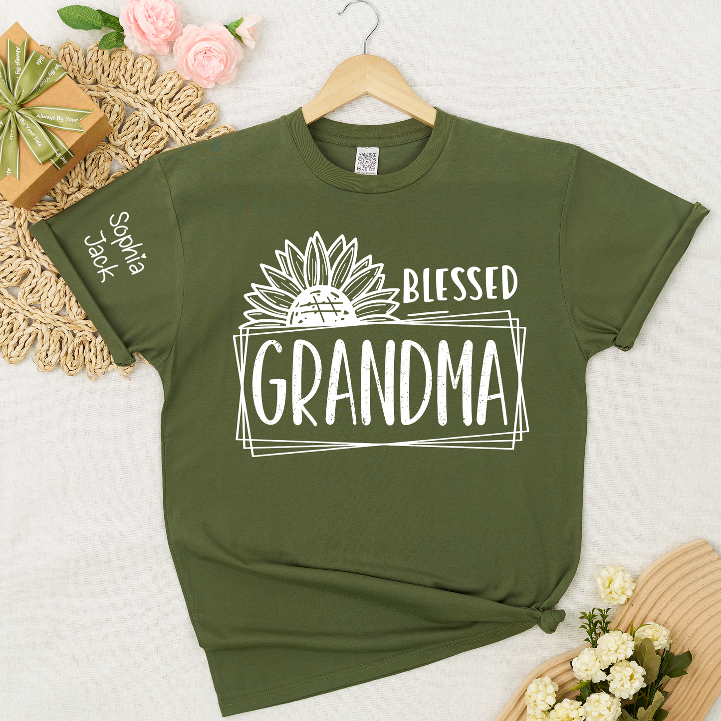 Personalized Blessed Grandma T-Shirt with Custom Names - Unique Gift for Grandma, Family, or Loved Ones