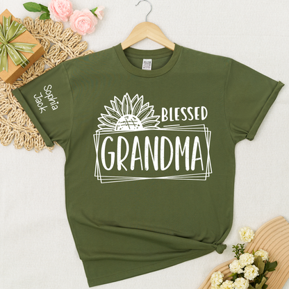 Personalized Blessed Grandma T-Shirt with Custom Names - Unique Gift for Grandma, Family, or Loved Ones