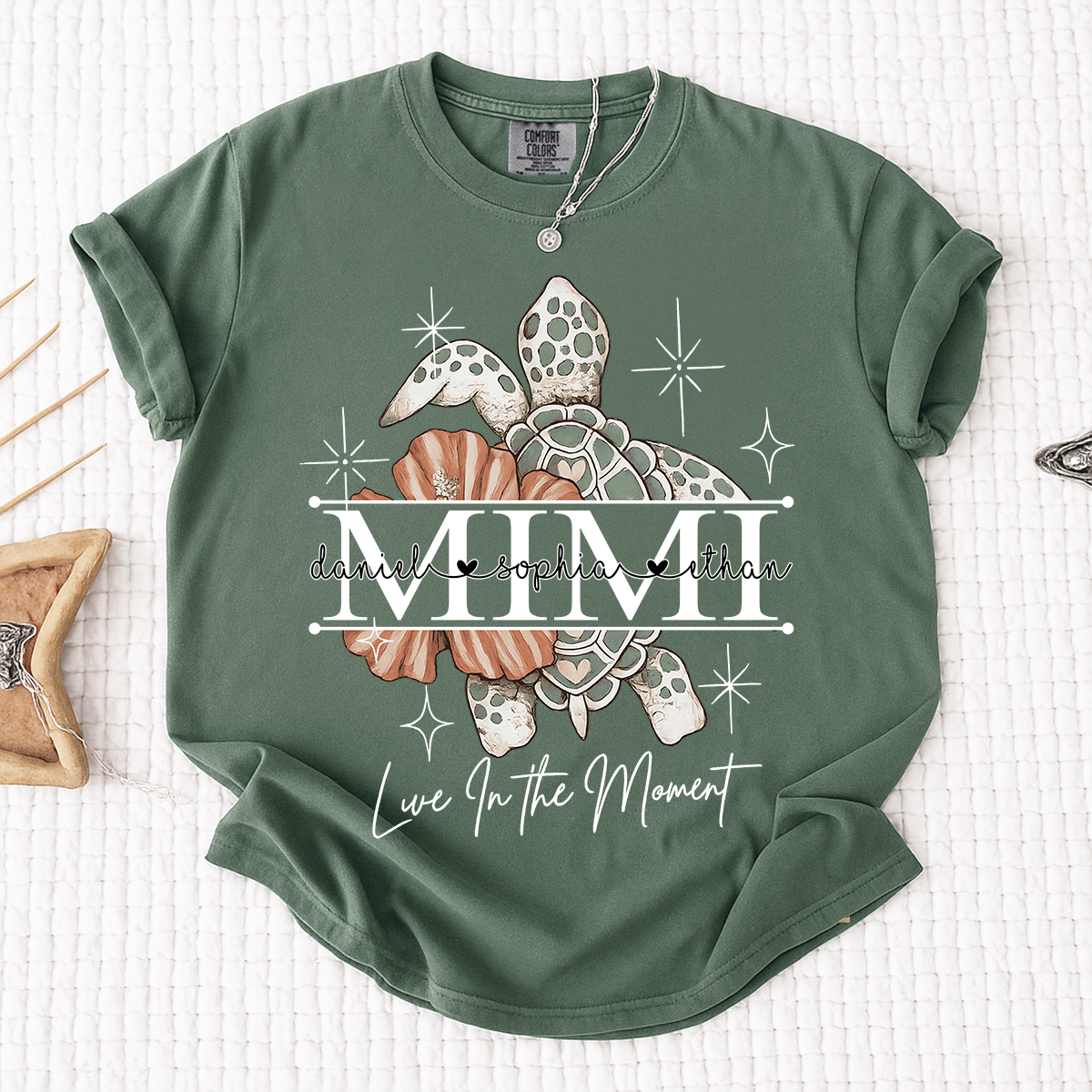 Comfort Colors® Mimi Ocean Turtle T-Shirt Custom Family Names Beach Style