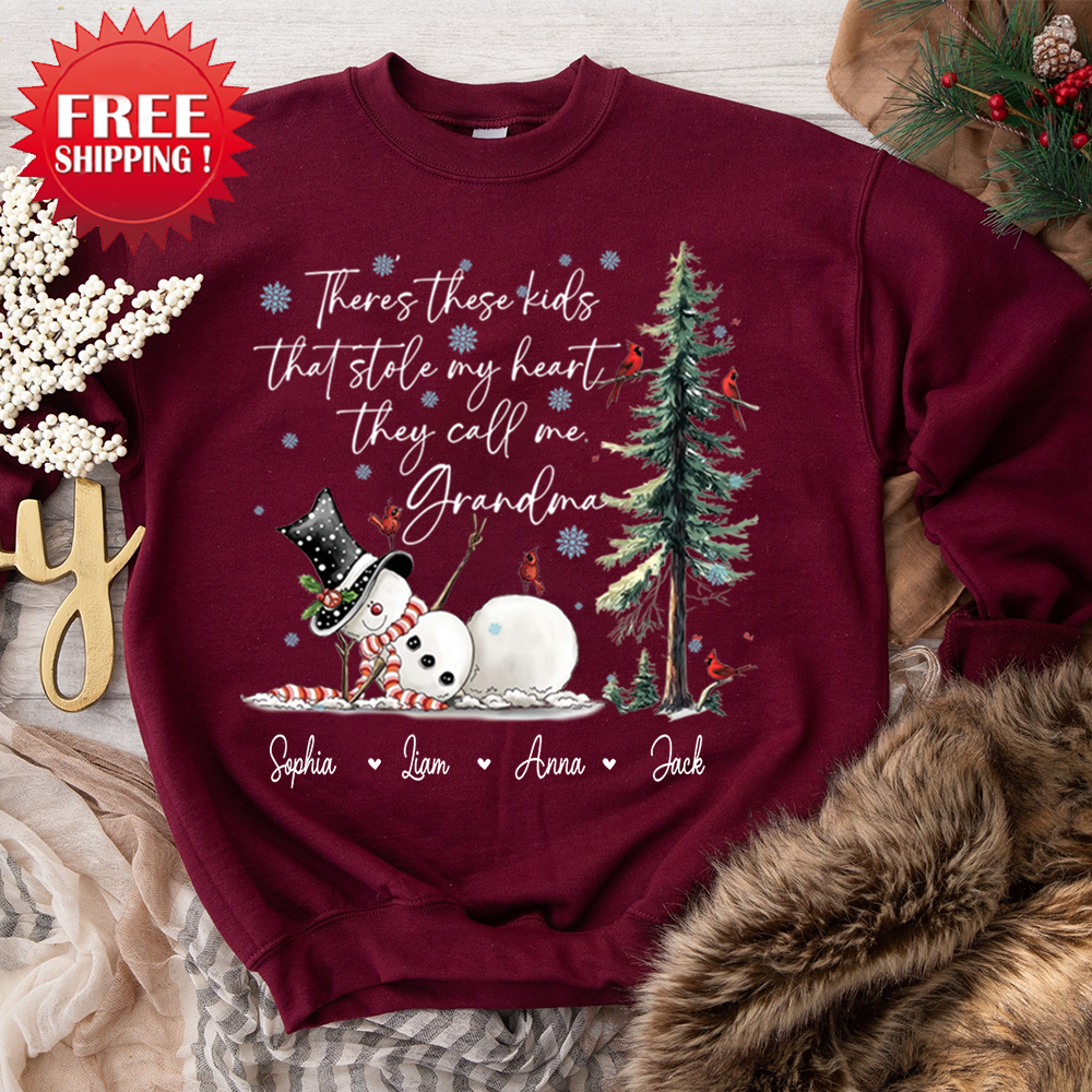 They Call Me Grandma, They Stole My Heart Sweatshirt – Personalized Gift for Grandmother, Cute Holiday Outfit for Christmas