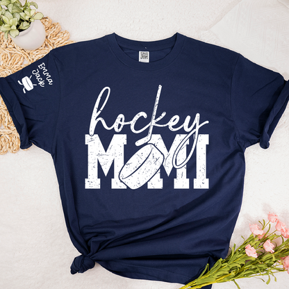 Hockey Mimi Shirt with Custom Names, Hockey Puck and Stick Design Family T Shirt