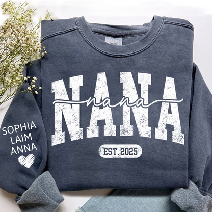 Personalized Nana Est. 2025 Custom Sweatshirt Gift For Grandma And Grandchild