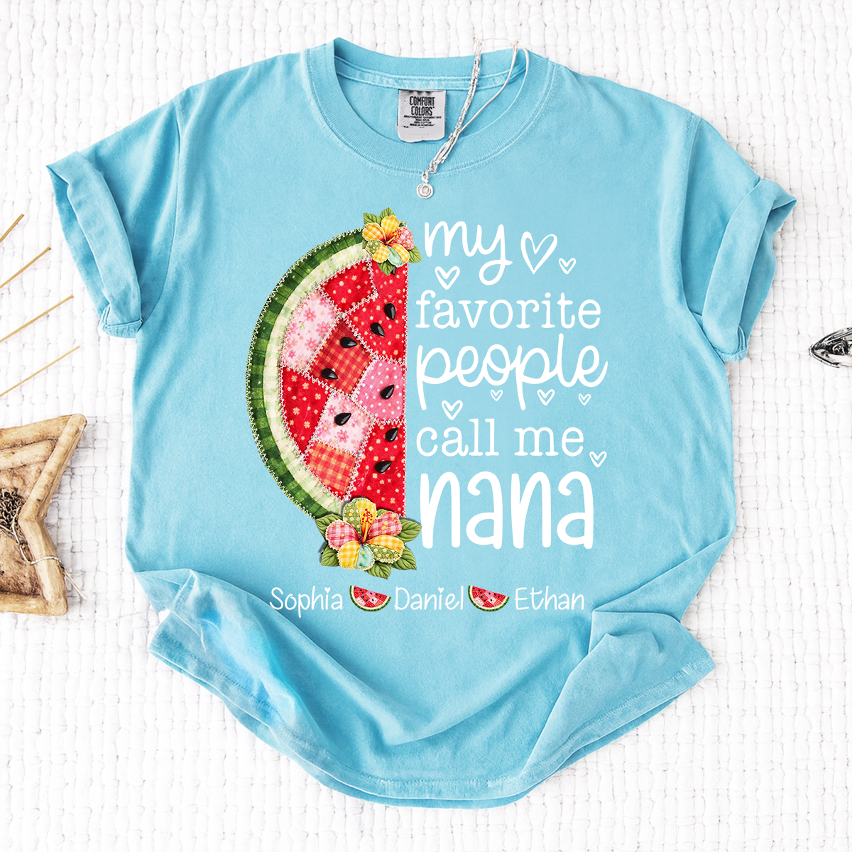 Comfort Colors® Personalized Nana T-Shirt My Favorite People Call Me with Names Watermelon Graphic Family Gift