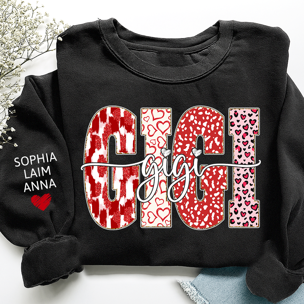 Personalized Valentine Gigi Heart Sweatshirt, Gifts for Grandma And Kids