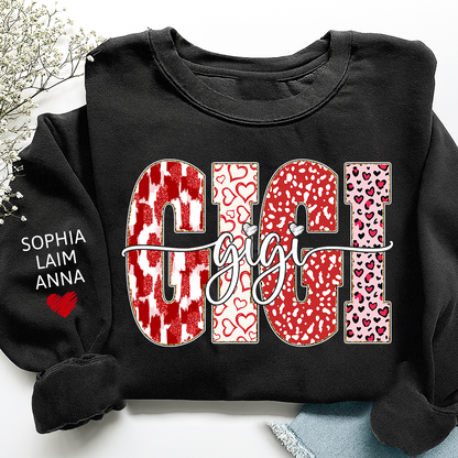 Personalized Valentine Gigi Heart Sweatshirt, Gifts for Grandma And Kids