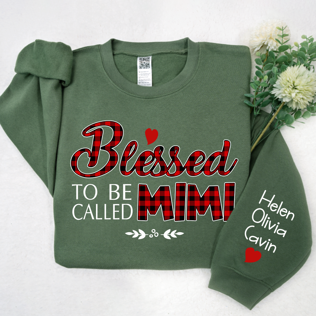 Blessed To Be Called Mimi, Custom Mimi & Kids, Grandma Gift TH Sweatshirt