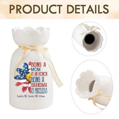 Custom Ceramic Flower Vase, In a World Full of Grandmas Be a Mimi with Family Names, Perfect Gift for Grandma