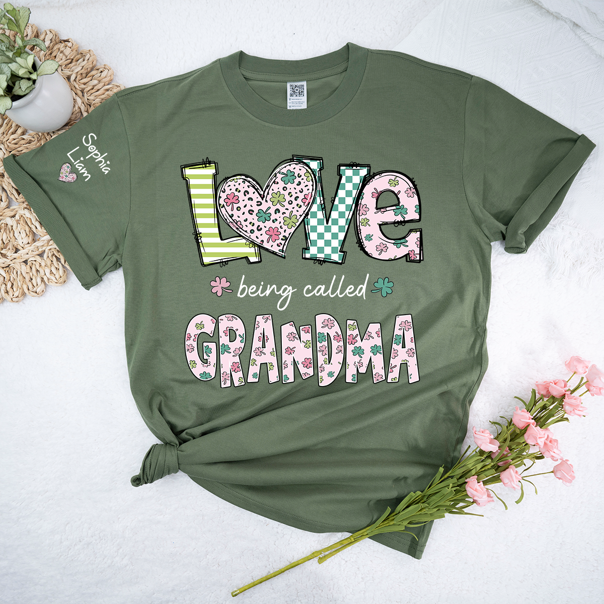Love Being Called Grandma Shirt for Women, Custom Grandma Name Shirt, Floral Style Family T Shirt, Grandma Birthday or Holiday Gift