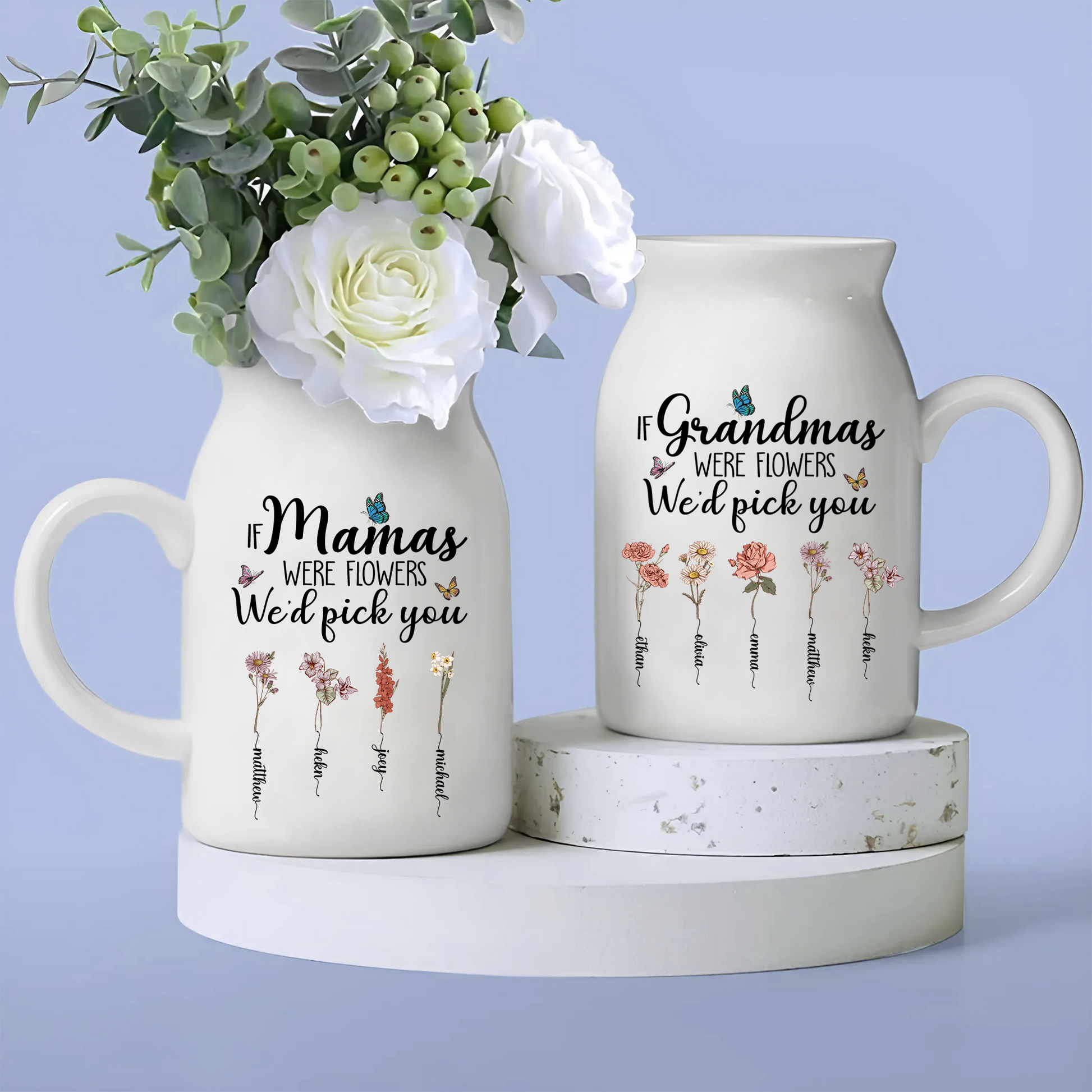 Nana Were Flower And Grandkids Ceramic Flower Vase, Mother's Day Gifts