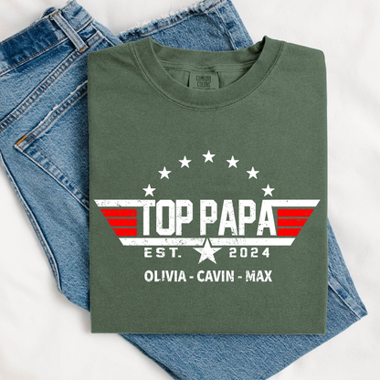 Comfort Colors® Custom Top Papa Est And Grandkids American 2025 T-Shirt
