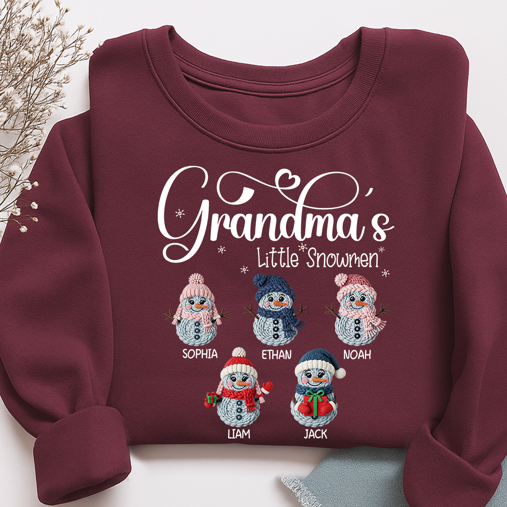 Personalized Grandma’s Little Snowmen Sweatshirt, Custom Christmas Gift with Kids’ Names