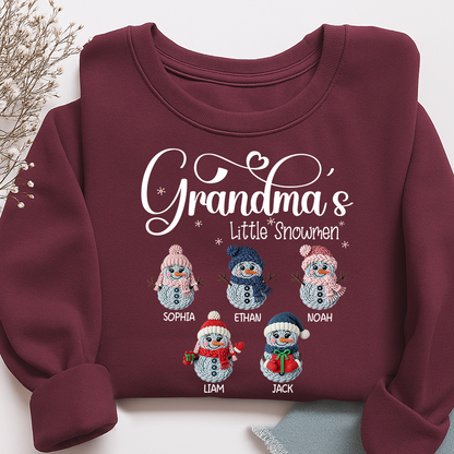 Personalized Grandma’s Little Snowmen Sweatshirt, Custom Christmas Gift with Kids’ Names