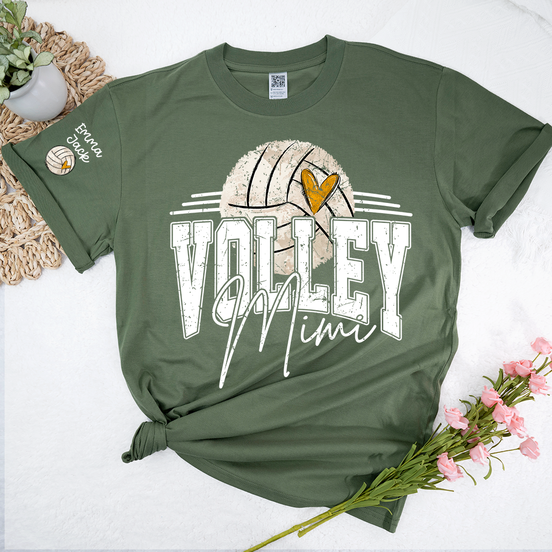 Custom Volleyball Mimi Shirt, Personalized with Kids Names, Volleyball Fan T Shirt