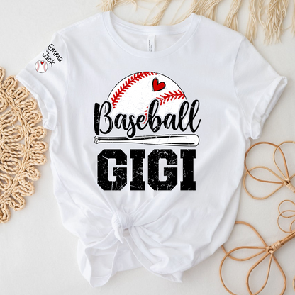 Custom Baseball Gigi T-Shirt, Graphic Tee With Baseball And Heart Design for Gift Grandma And Kids