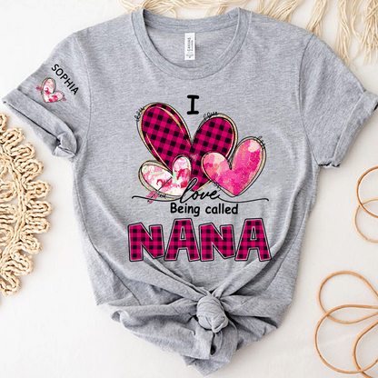 I Love Being Called Mimi Pink Tone Design, Grandma Tshirt Personalized with Kids Name