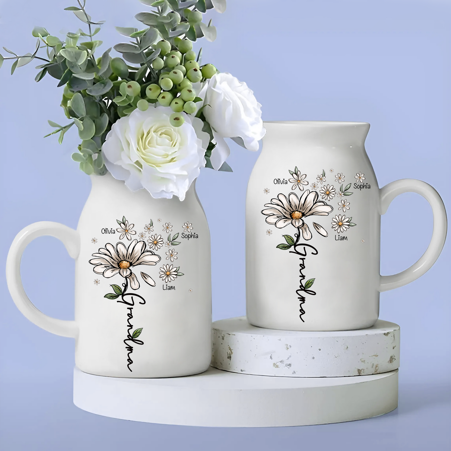 Grandma And Kids Gift Flower Daisy - Custom Home Decoration Flower Vase According To Family Requirements, Ceramic Flower Vase