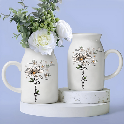 Grandma And Kids Gift Flower Daisy - Custom Home Decoration Flower Vase According To Family Requirements, Ceramic Flower Vase