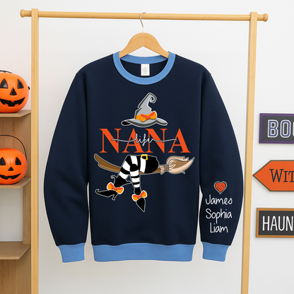 Personalized Nana Witch And Grandkids 2025 Sweatshirt Mix Sweatshirt Mix