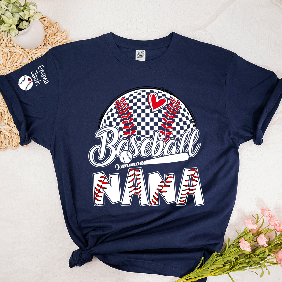 Baseball Grandma Personalized T-Shirt, Custom Name Sports Grandma Shirt with Baseball Graphic