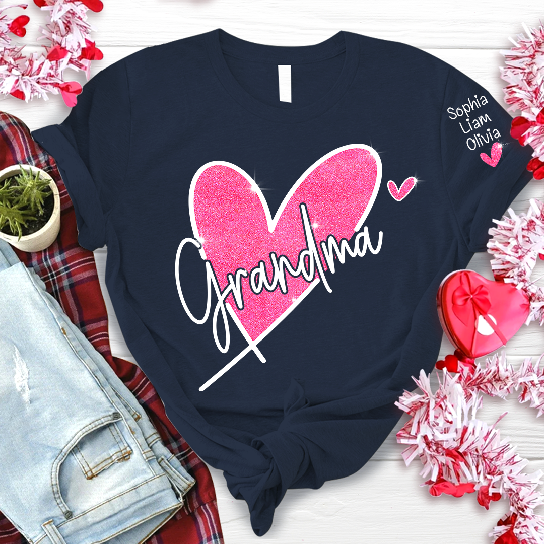 Glitter Heart Custom Grandma And Kids LTP01