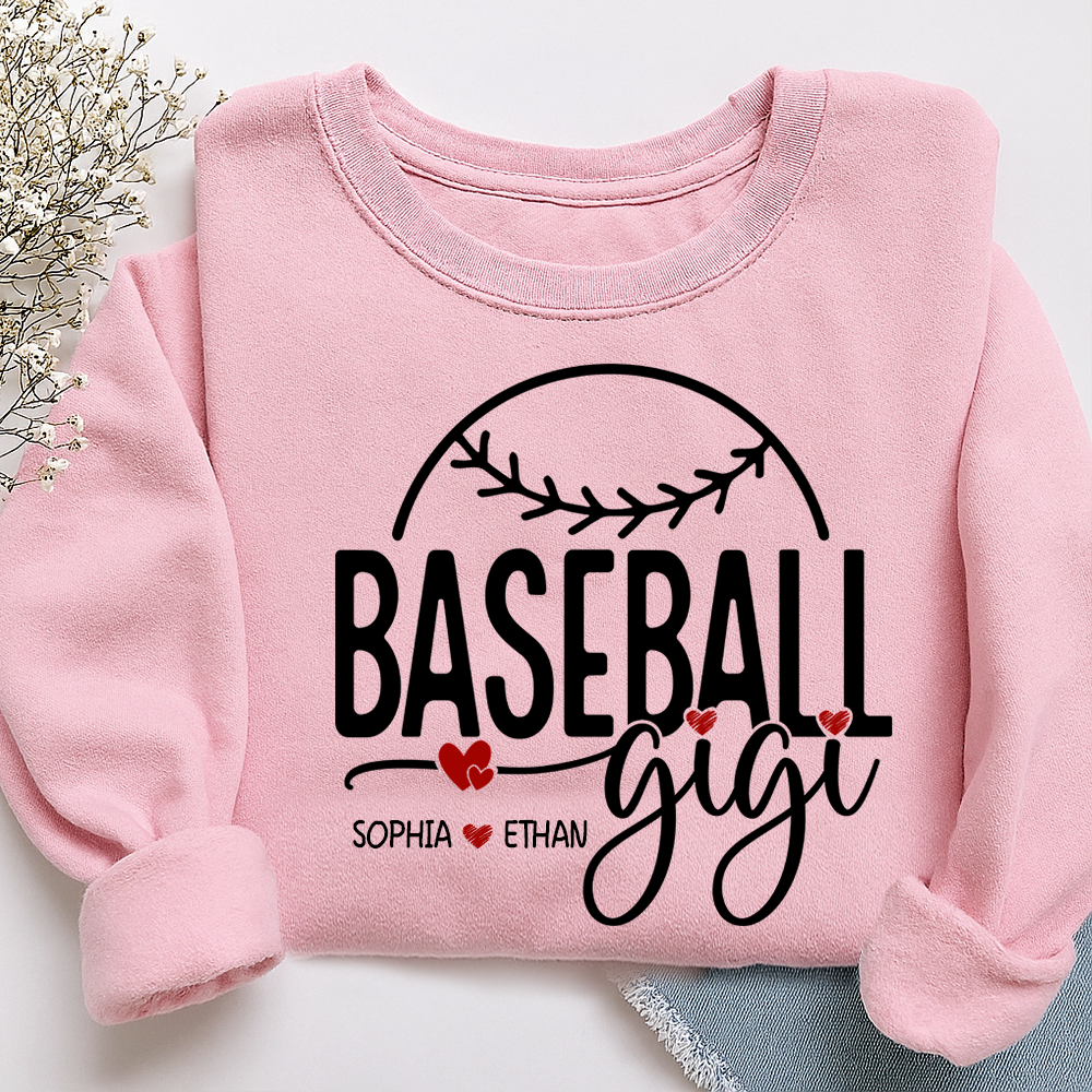 Personalized Baseball Gigi Sweatshirt, Custom Gift For Grandma And Kids