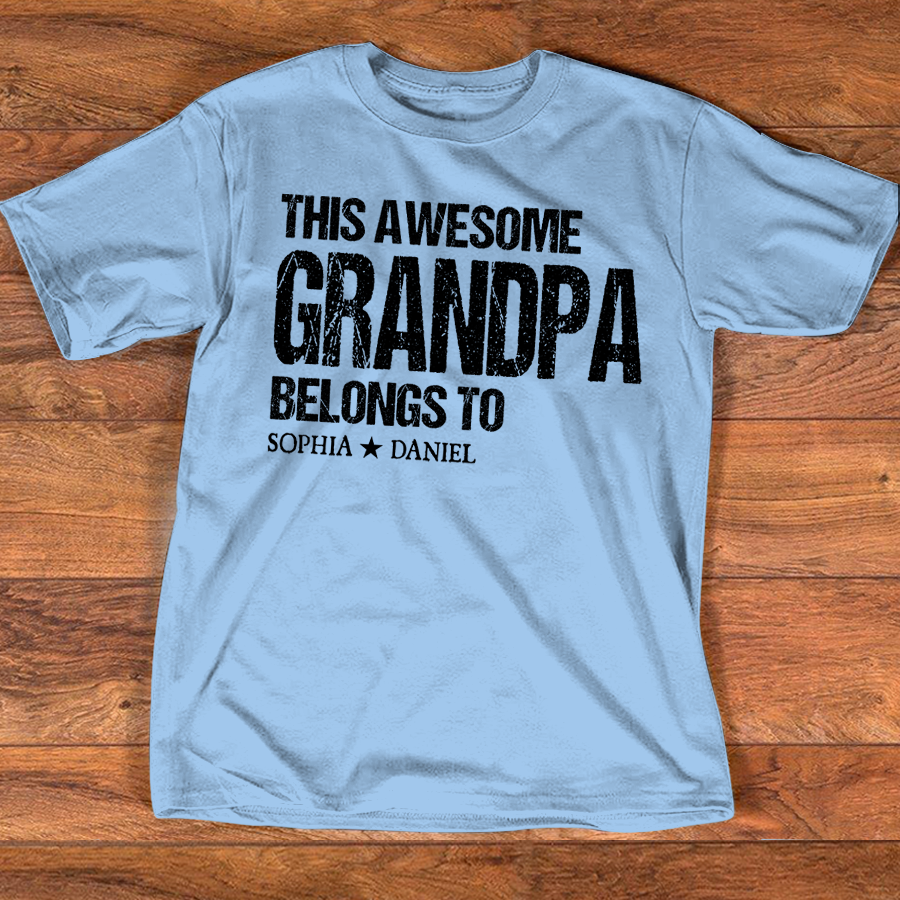 This Awesome Grandpa Belongs To Shirt Personalized with Names Custom Grandpa T Shirt Family Name Gift for Grandpa