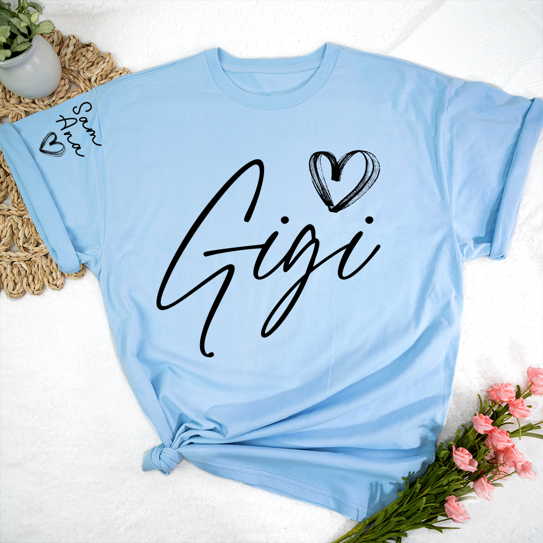 Personalized Gigi Heart T-Shirts, Custom designed Family T-shirts Featuring Hearts And Names