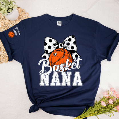 Basketball Game Day Nana T-Shirt, Custom Grandchildren Names Sports Fan Tee