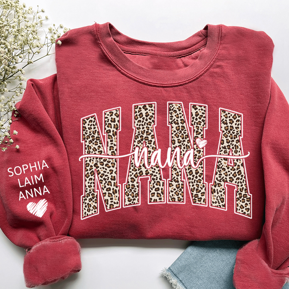 Retro Varsity Nana Leopard Print, For Gift Grandma And Kids