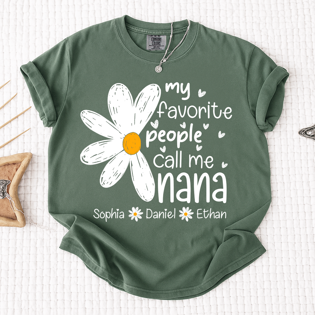Comfort Colors® My Favorite People Call Me Nana Daisy T-shirt Grandma Gift with Kids' Names