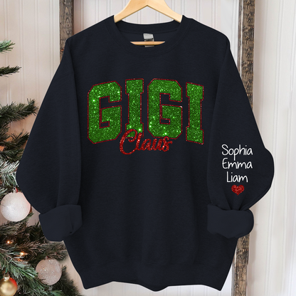 Glitter Gigi Claus Green Christmas And Kids 2014 Sweatshirt