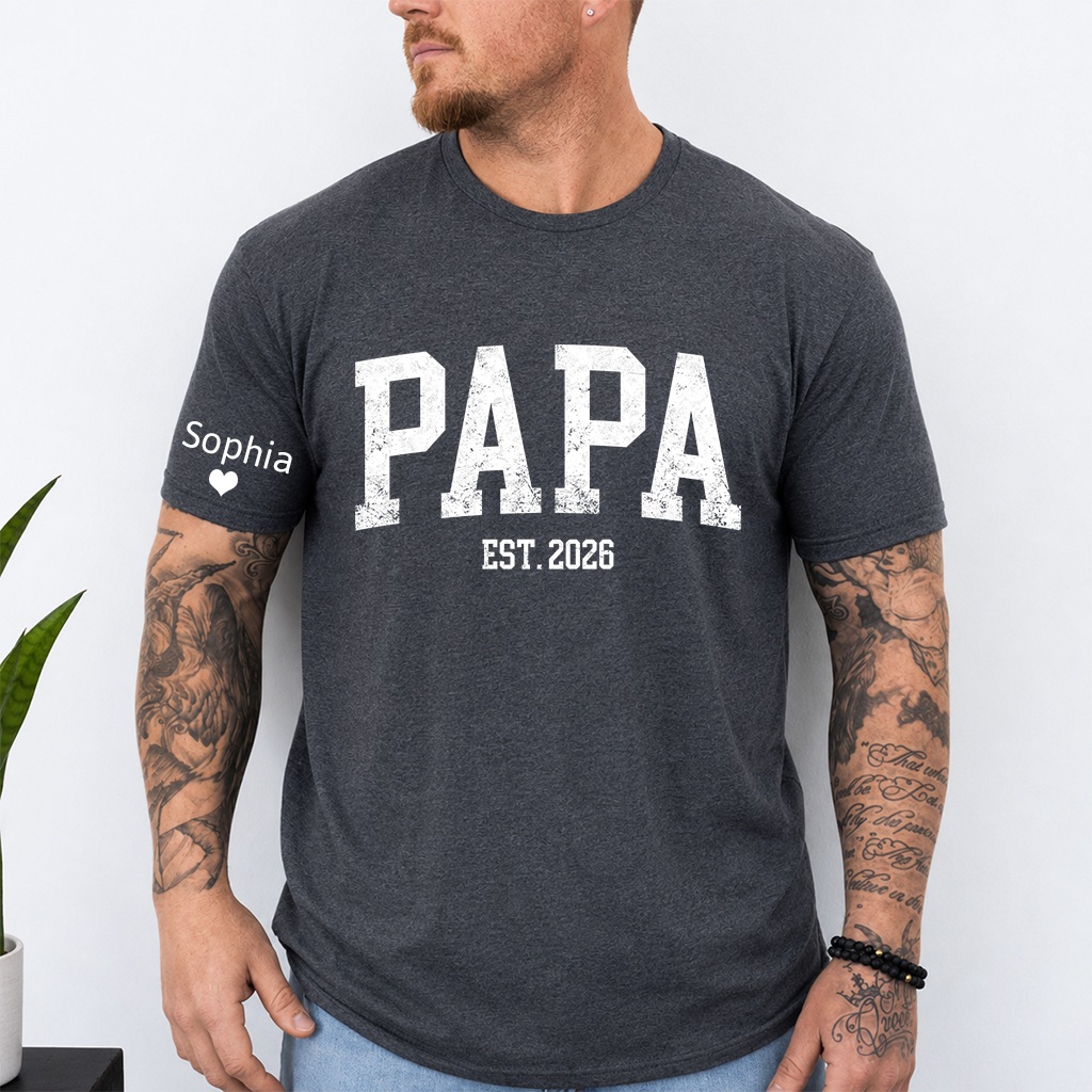 Papa T-Shirt – Personalized Name Custom Gift for Father Birthday Fathers Day