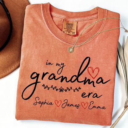 Comfort Colors Personalized In My Grandma Era T Shirt, Perfect Gift for Grandmothers with Kids' Names